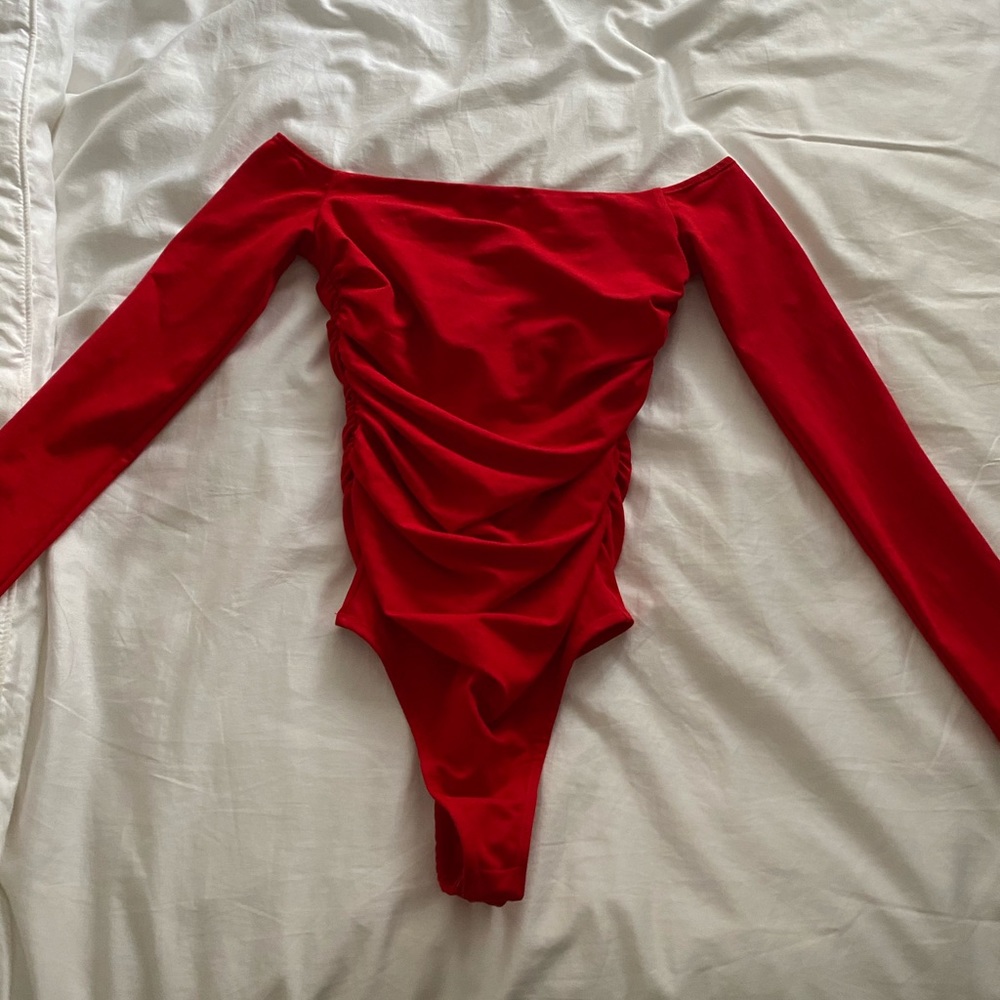 Lovers + Friends Red Off Shoulder Bodysuit